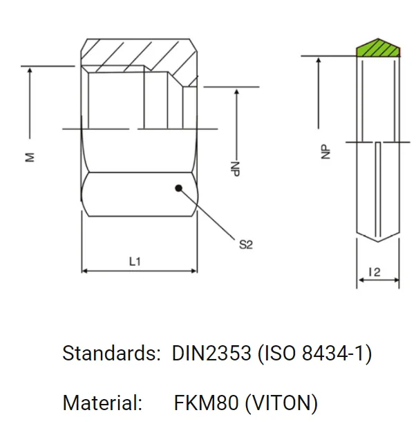WALFORM ring dimension diagram for DIN 2353 hydraulic pipe fitting sealing ring